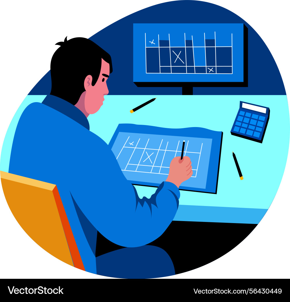 A flat style of an engineer doing cal vector image