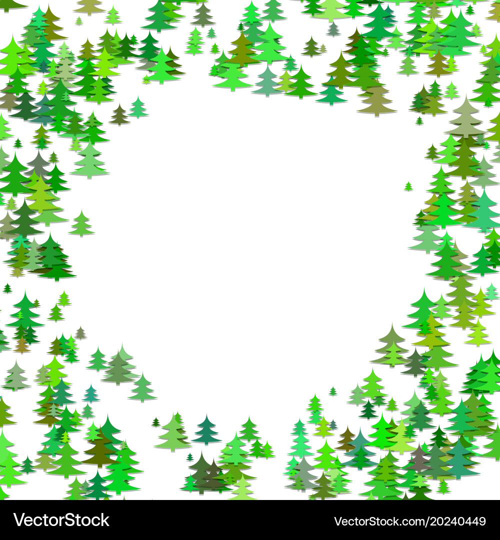 Abstract random pine tree pattern round border vector image
