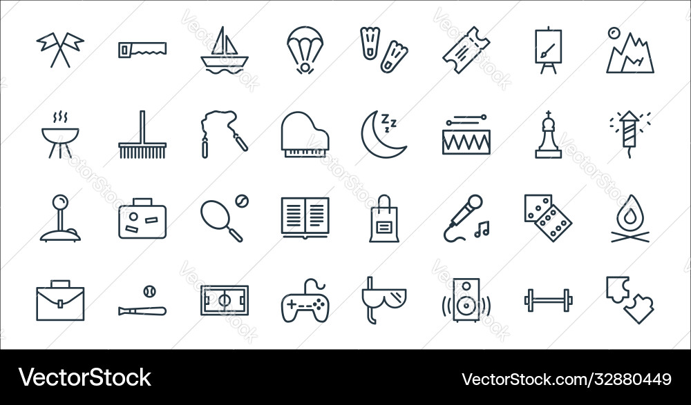 Activities line icons linear set quality Activities line icons linear set quality vector image