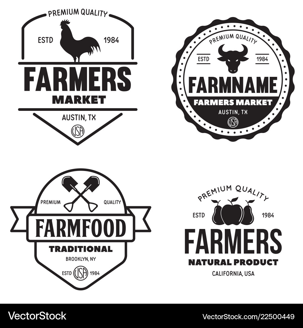 Bauernmarkt Logos Vorlagen Objekte Set Bauernmarkt Logos Vorlagen Objekte Set vektorbild