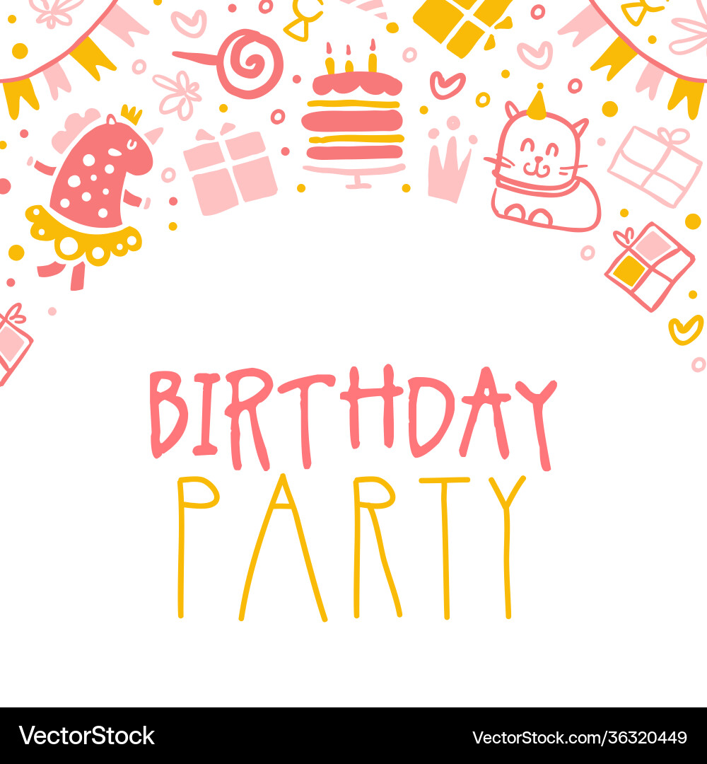 Birthday party banner template kids holiday Birthday party banner template kids holiday vector image
