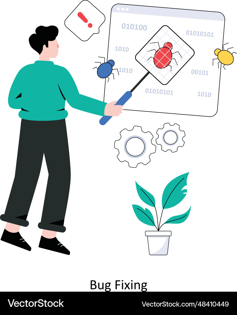Bug fixing flat style design vector image