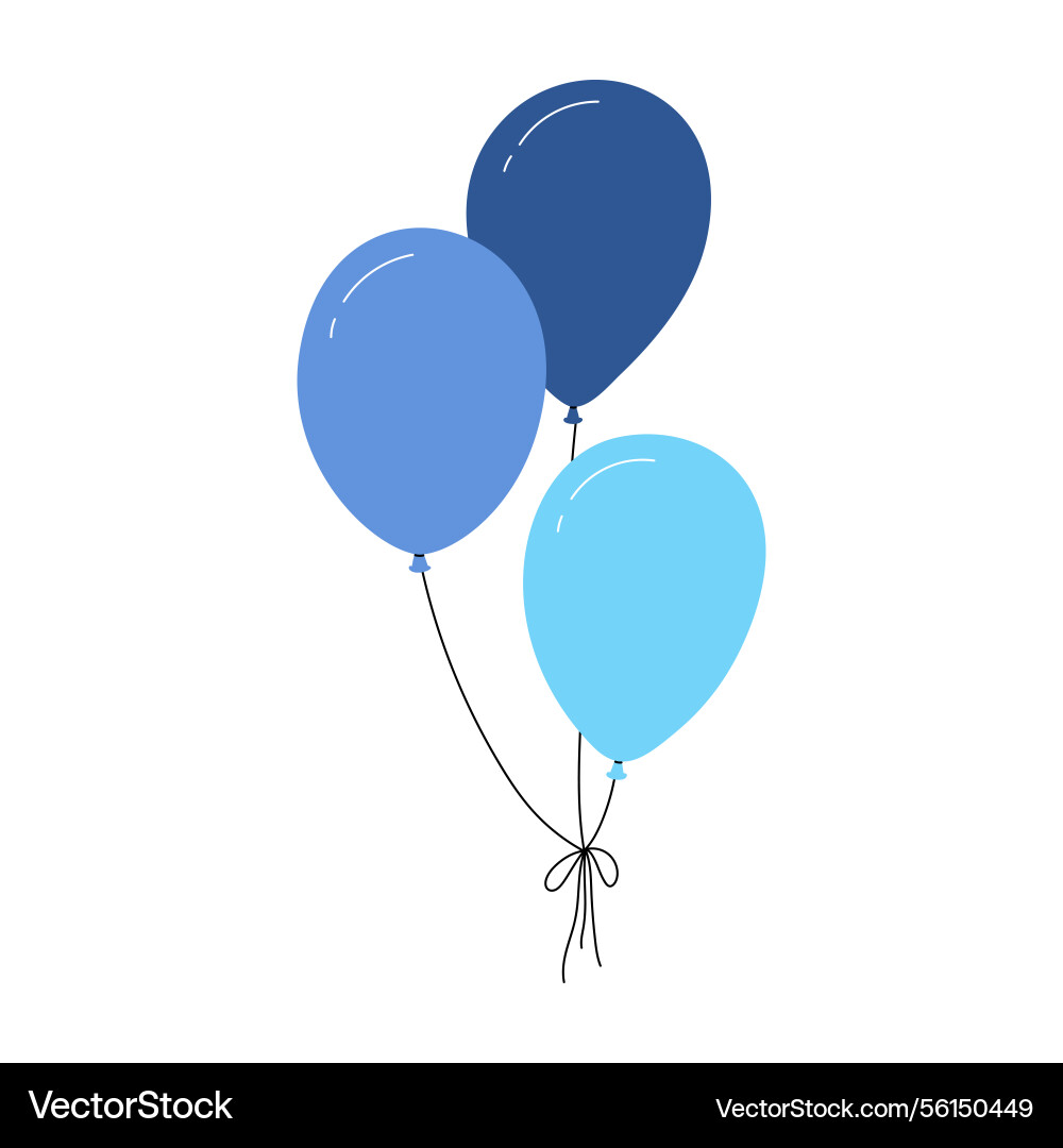 Bundle of balloons with strings simple doodle Bundle of balloons with strings simple doodle vector image