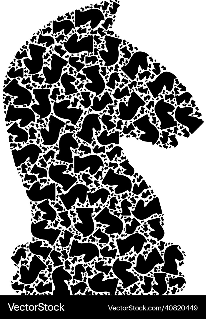 Chess knight recursive icon composition of self Vector Image