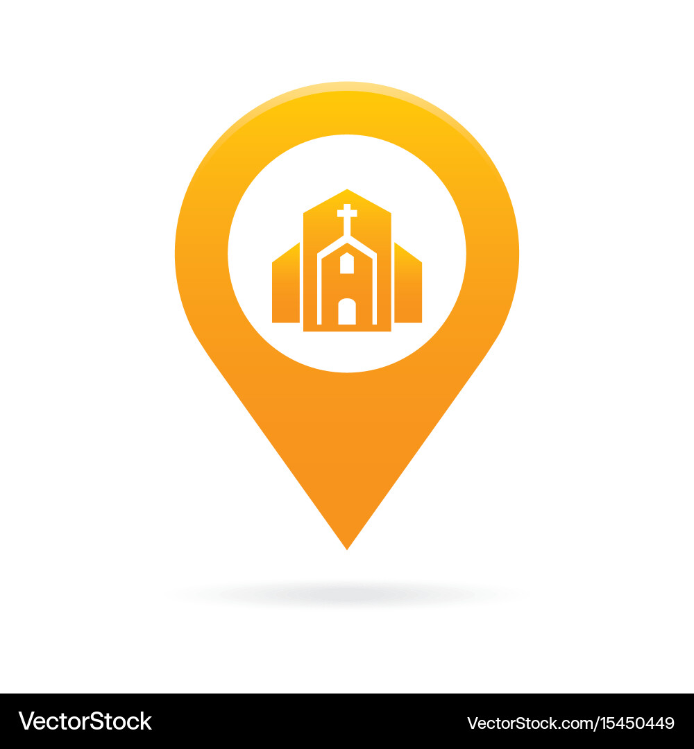 Church map pointer icon marker gps location flag vector image
