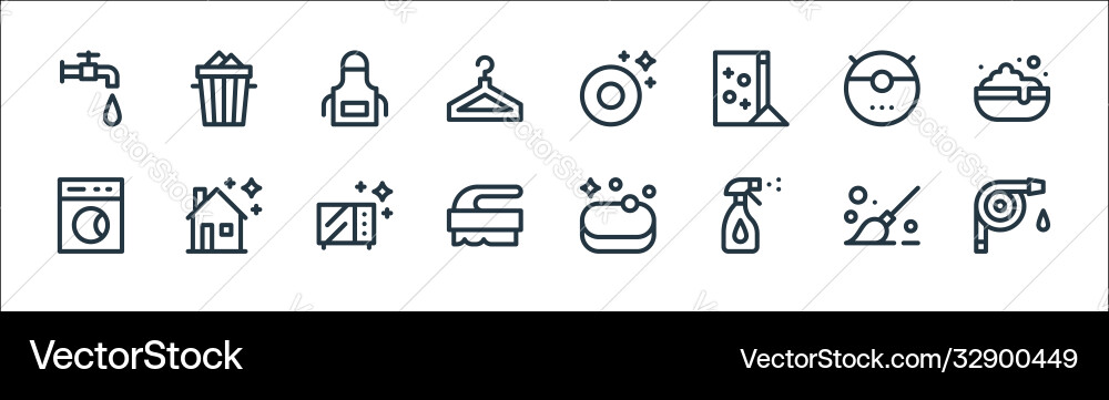 Cleaning line icons linear set quality Cleaning line icons linear set quality vector image