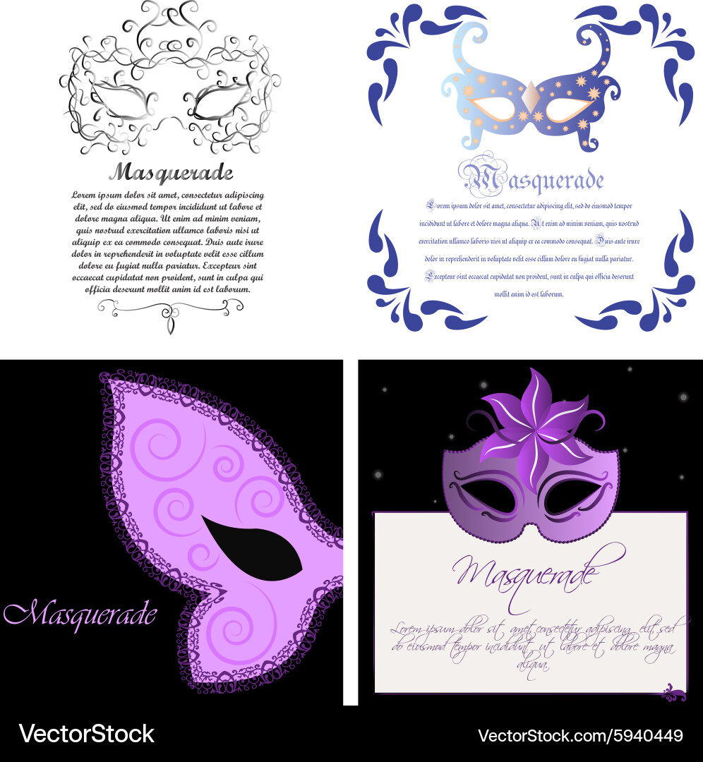 Colored background with text and a carnival mask vector image