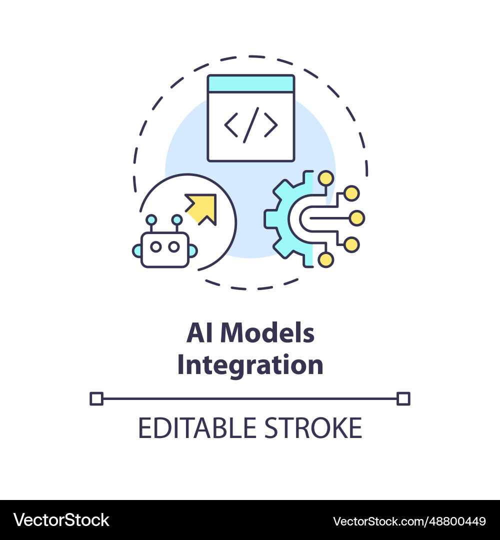 Colorful thin line icon ai models integration Colorful thin line icon ai models integration vector image