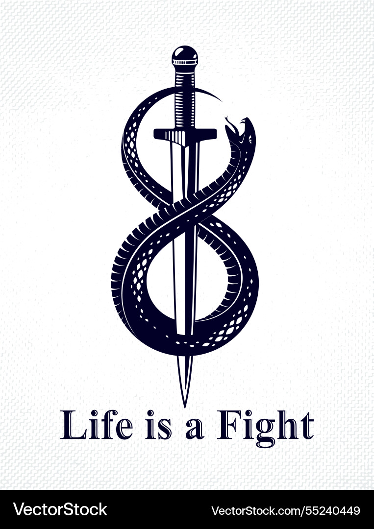 Dagger kills a snake defeated serpent wraps Dagger kills a snake defeated serpent wraps vector image