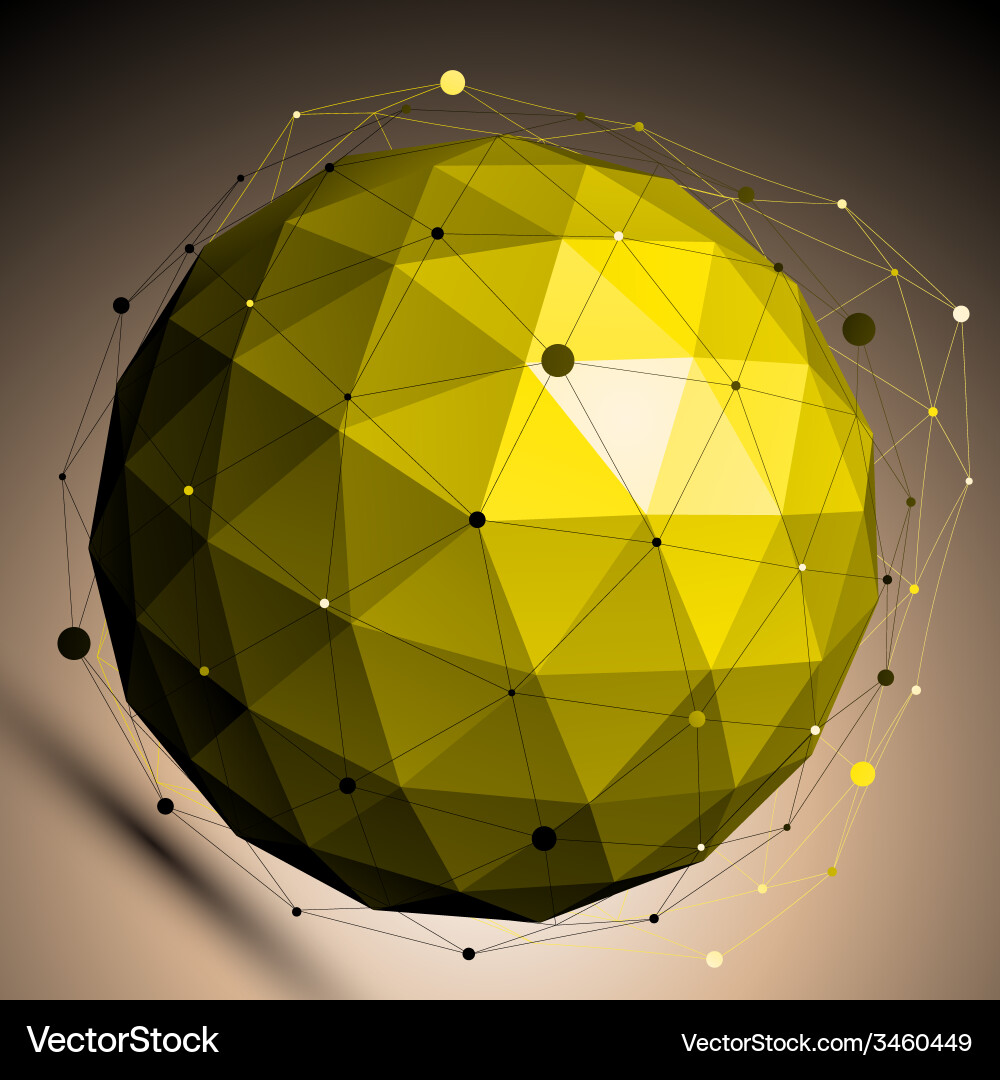 Gold abstract spherical object with lines mesh Vector Image