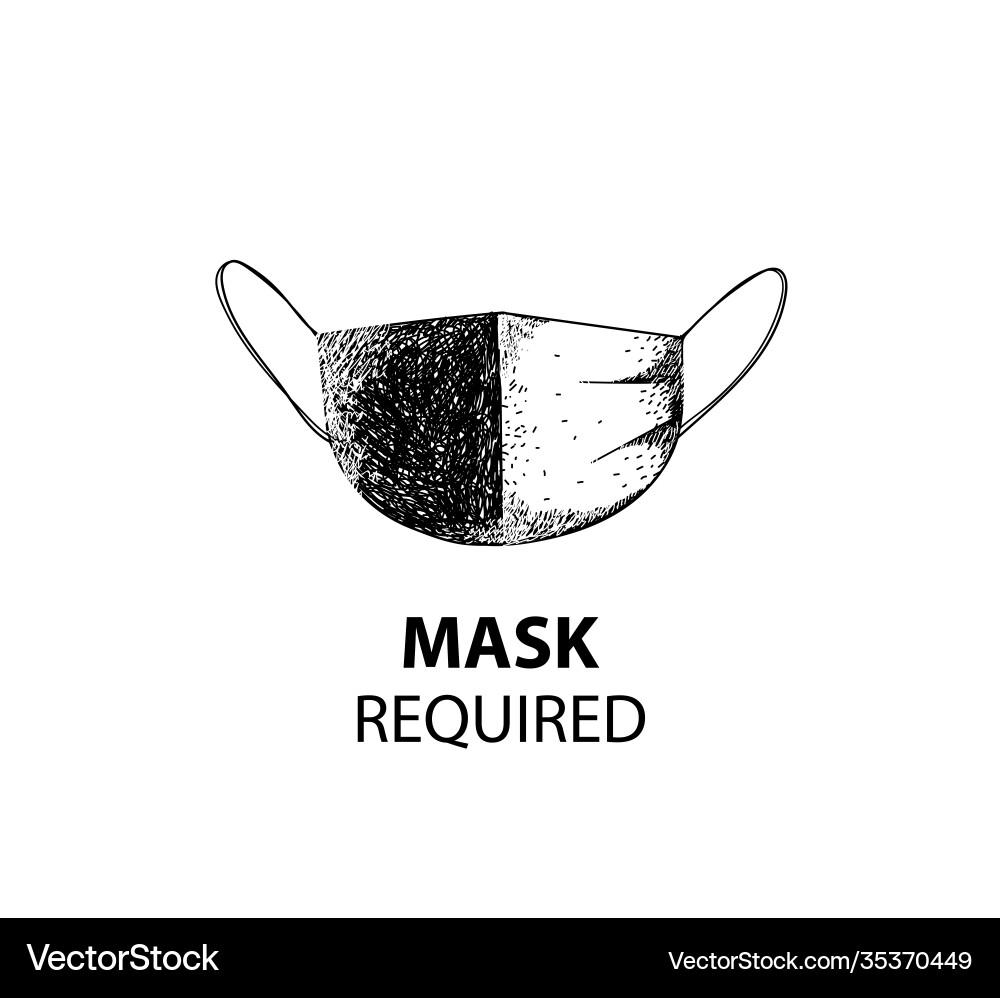 Handgezogene medizinische oder chirurgische Gesichtsmaske Handgezogene medizinische oder chirurgische Gesichtsmaske vektorbild