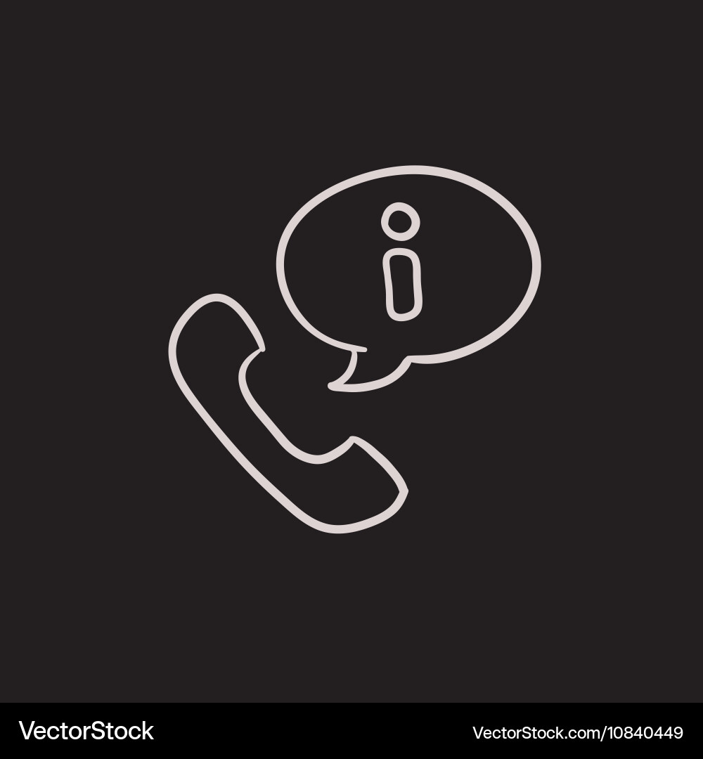 Handset with information sign sketch icon Vector Image
