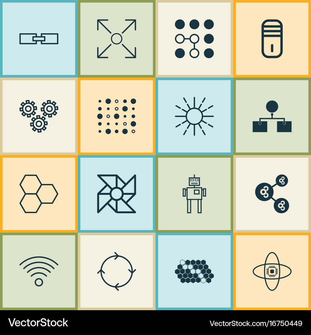 Machine icons set collection of algorithm vector image
