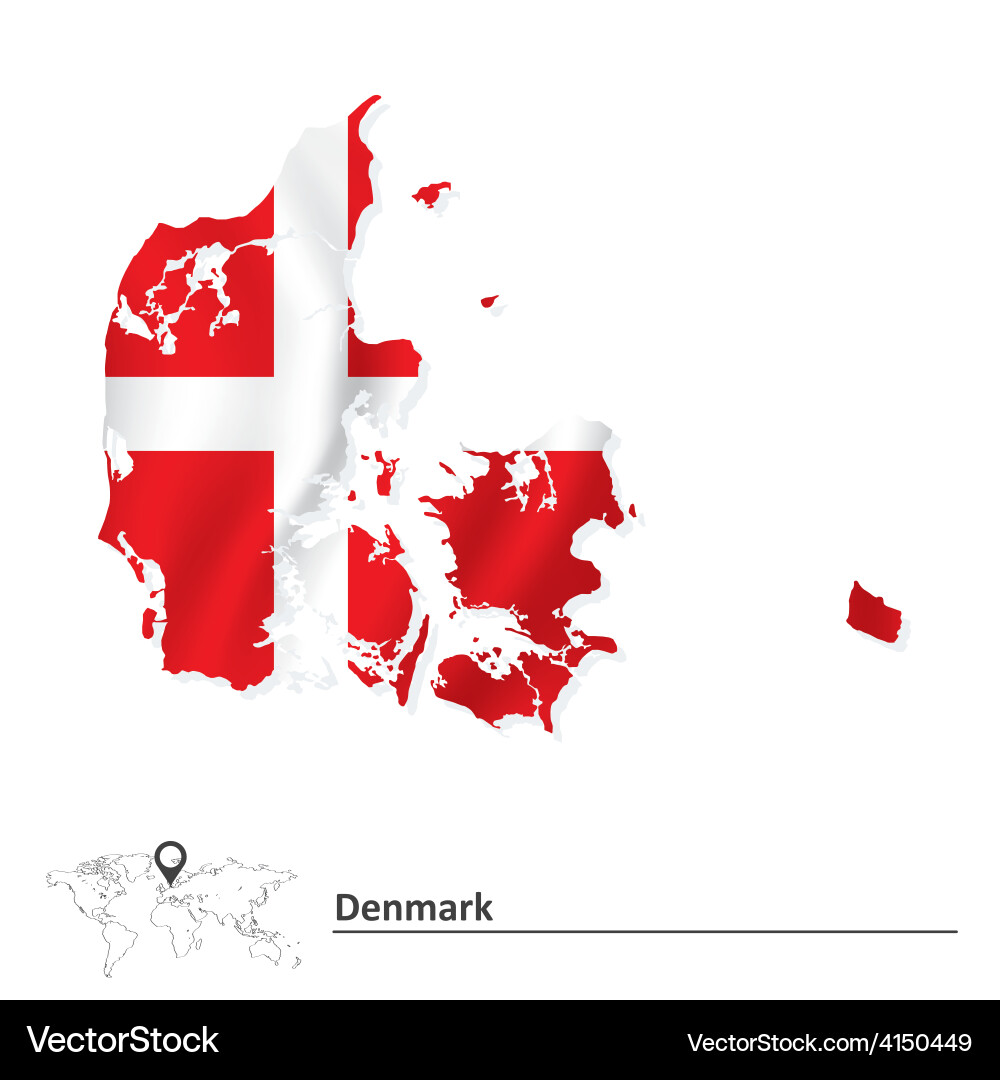 Map of denmark with flag Vector Image