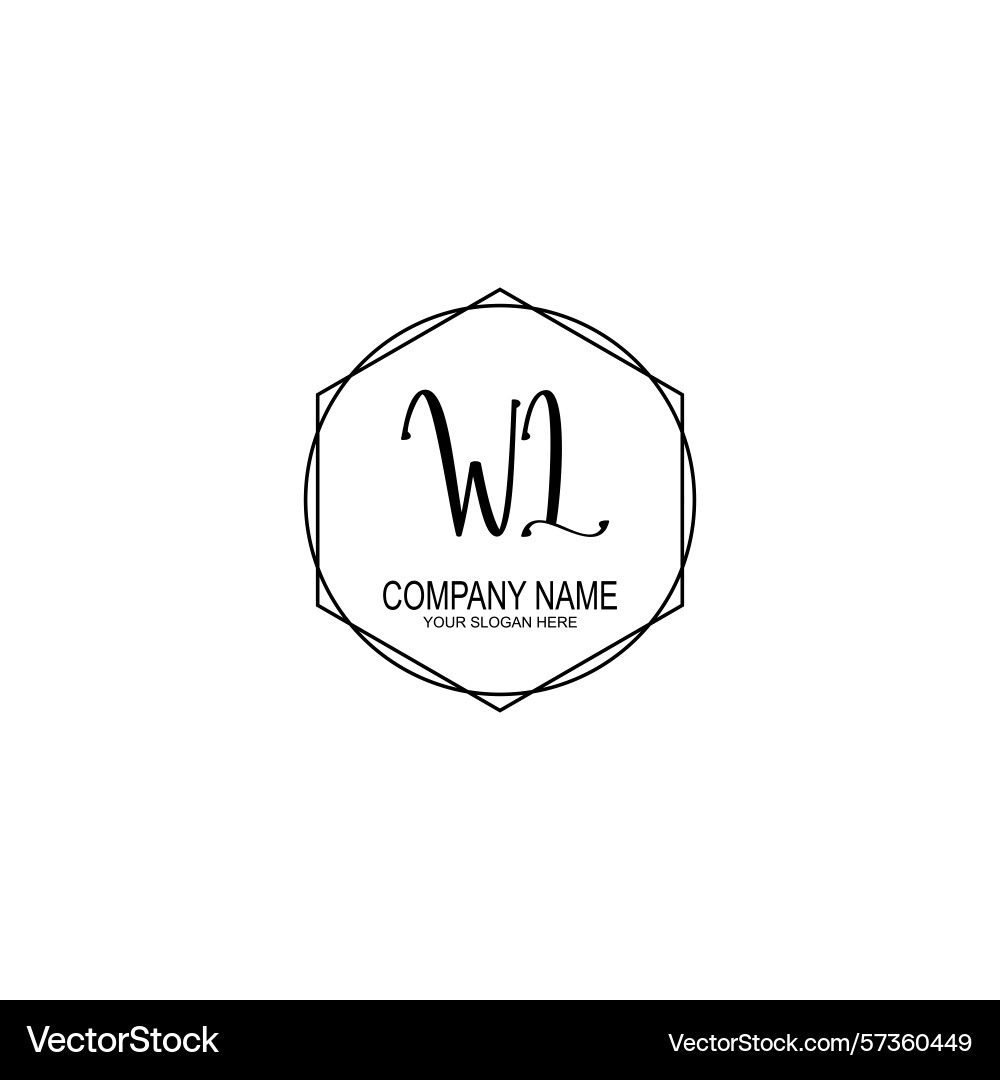 Minimalist handwritten wl initial logos with soft Minimalist handwritten wl initial logos with soft Vector Image
