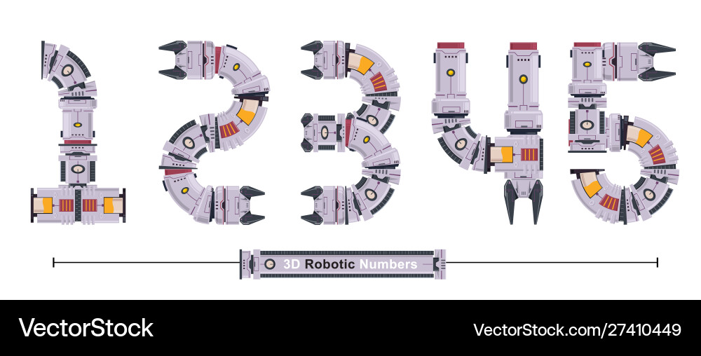 Nummern Typografie Schriftart 3d Roboter Stil in einem Set Nummern Typografie Schriftart 3d Roboter Stil in einem Set vektorbild