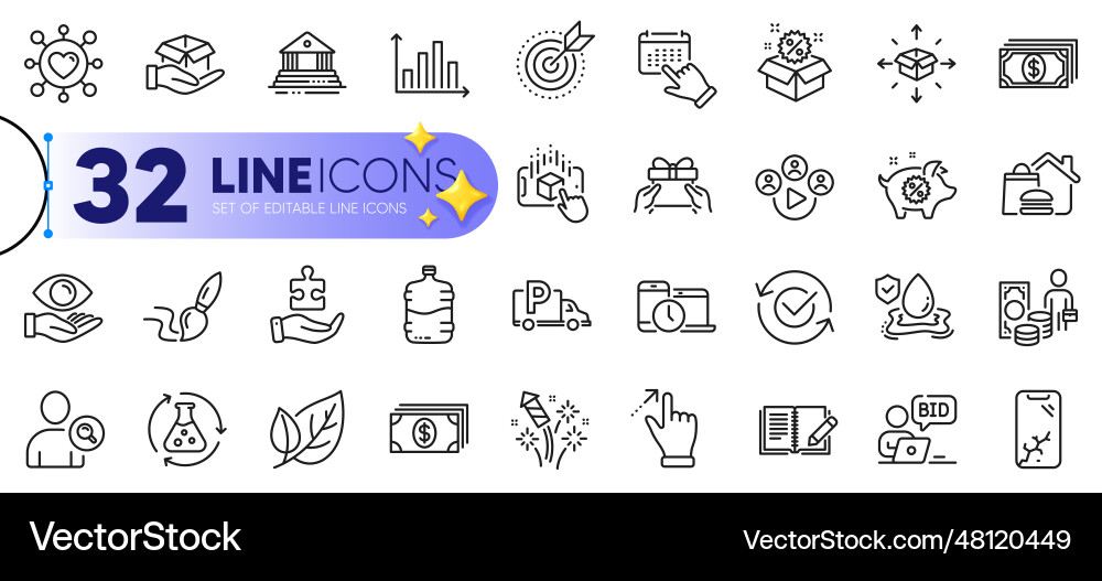 Outline set of flood insurance event click Outline set of flood insurance event click vector image
