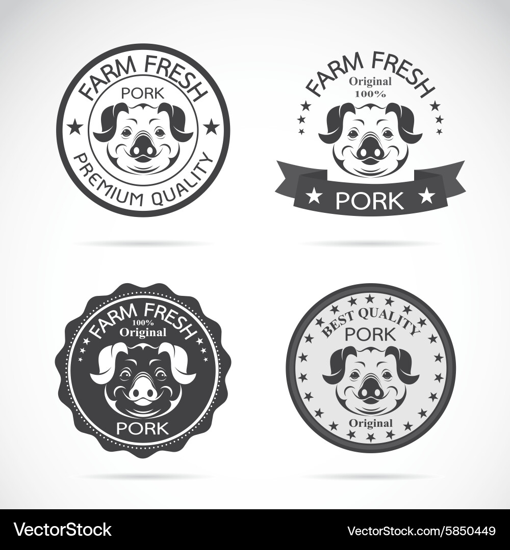 Pig Label Set - Farm Animal Icons Vector Image