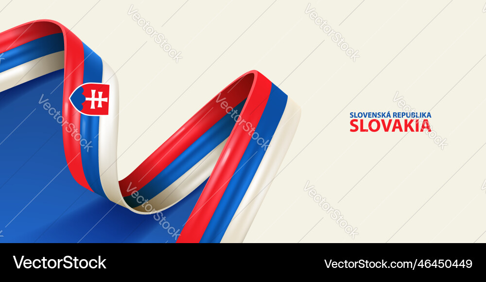 Slovak Flag Ribbon Vector Image