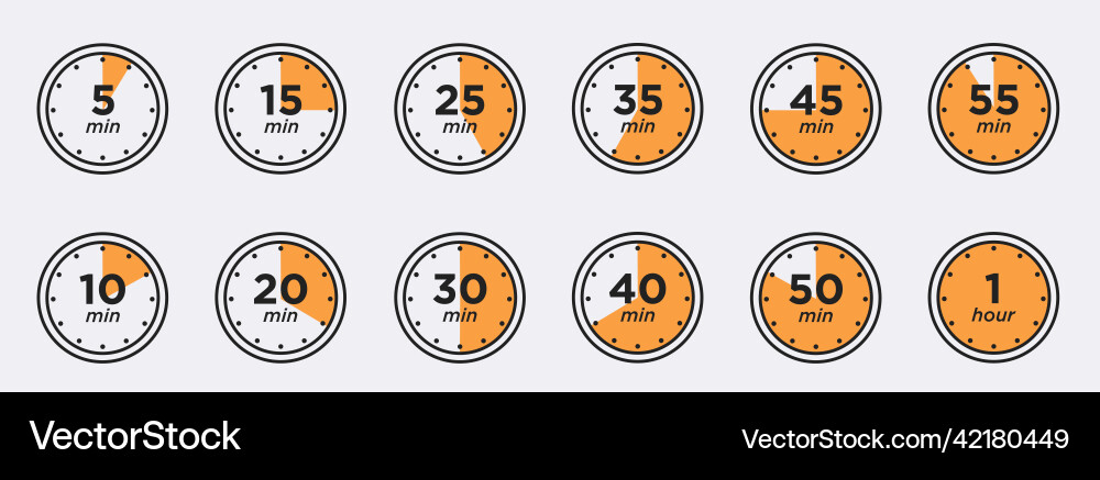 Timer clock stopwatch isolated set icons label Timer clock stopwatch isolated set icons label vector image