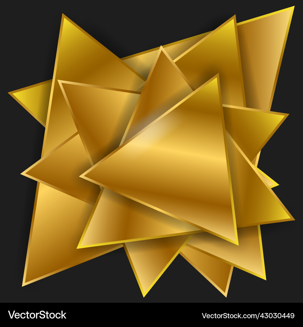 Triangles gold 3d texture stuck object background vector image