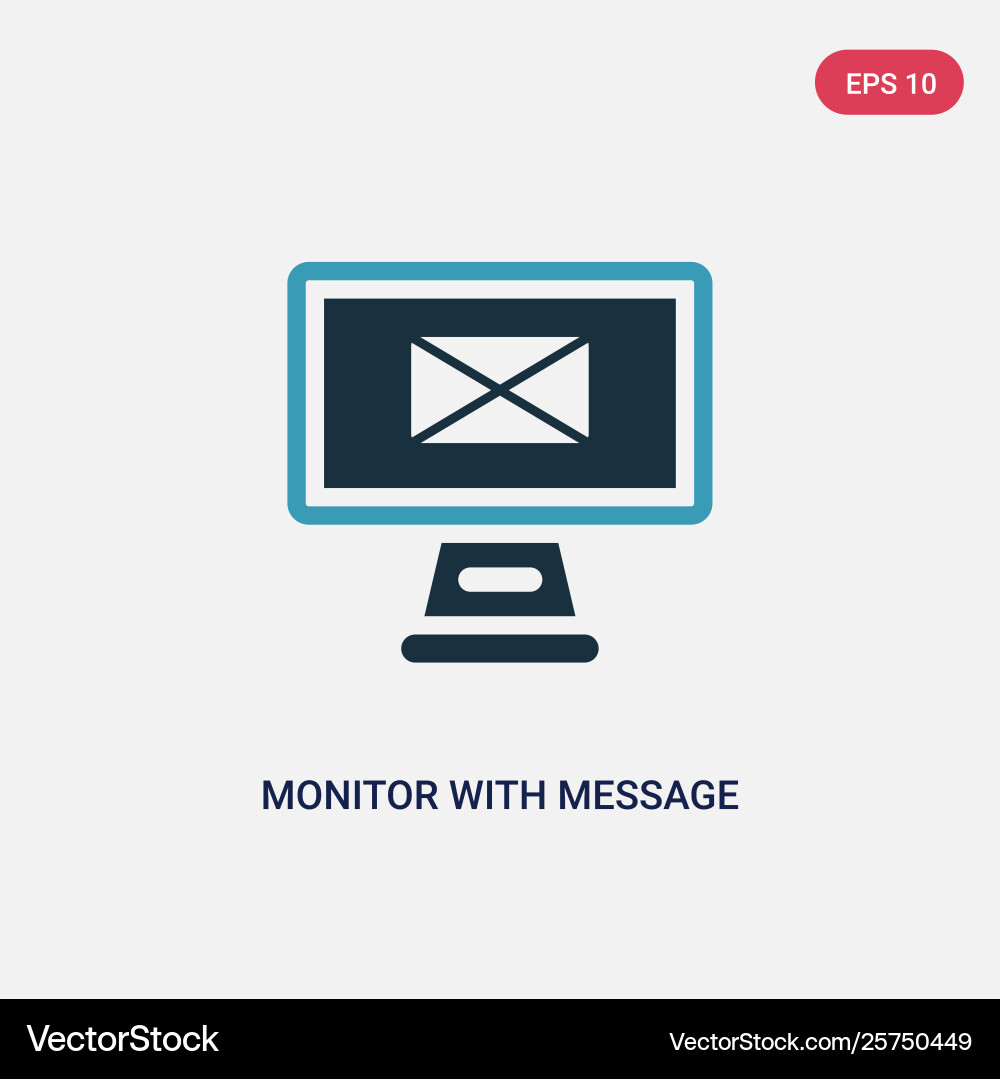 Two color monitor with message envelopes going Vector Image