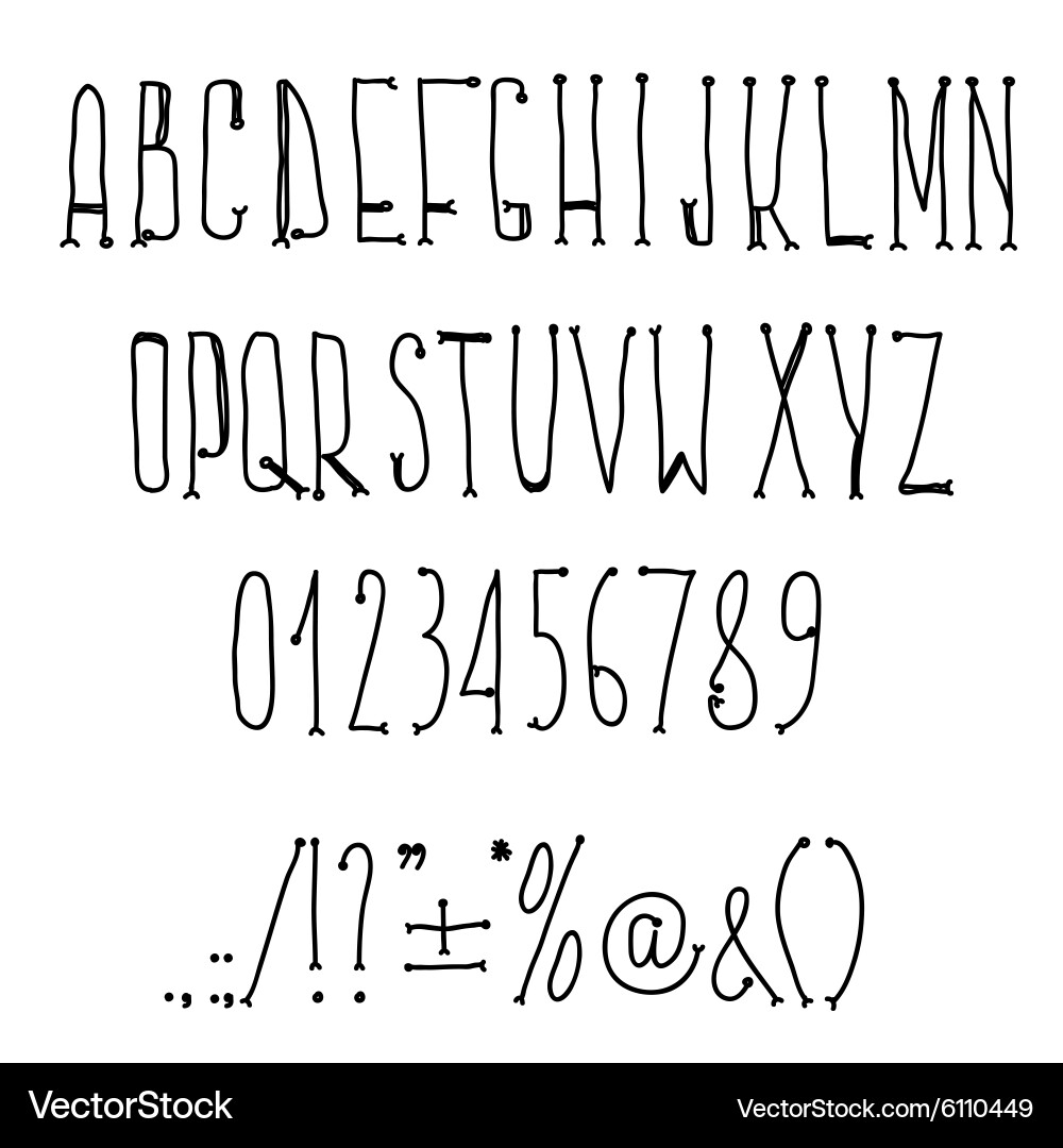 Type letters numbers and punctuation marks hand vector image