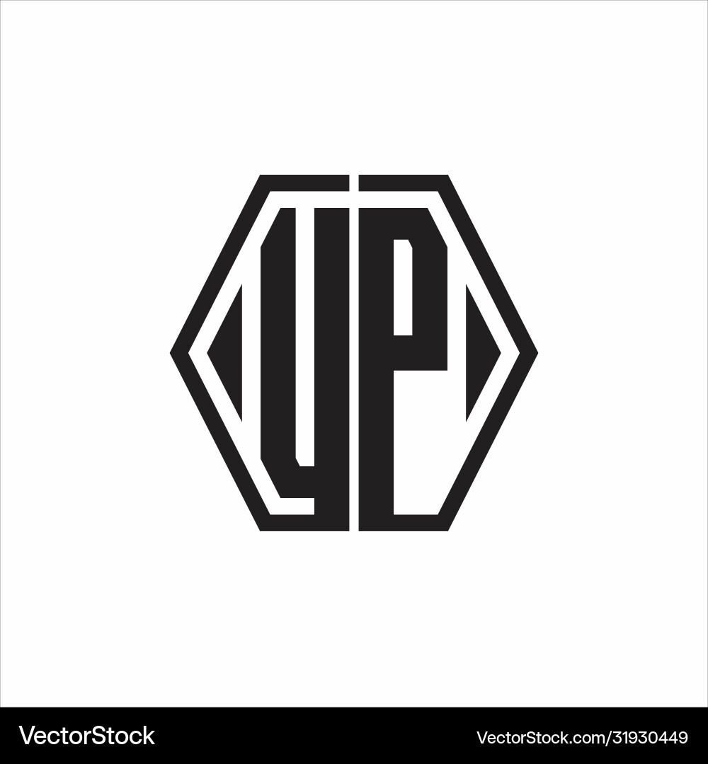 Up logo monogram with hexagon line rounded design Vector Image