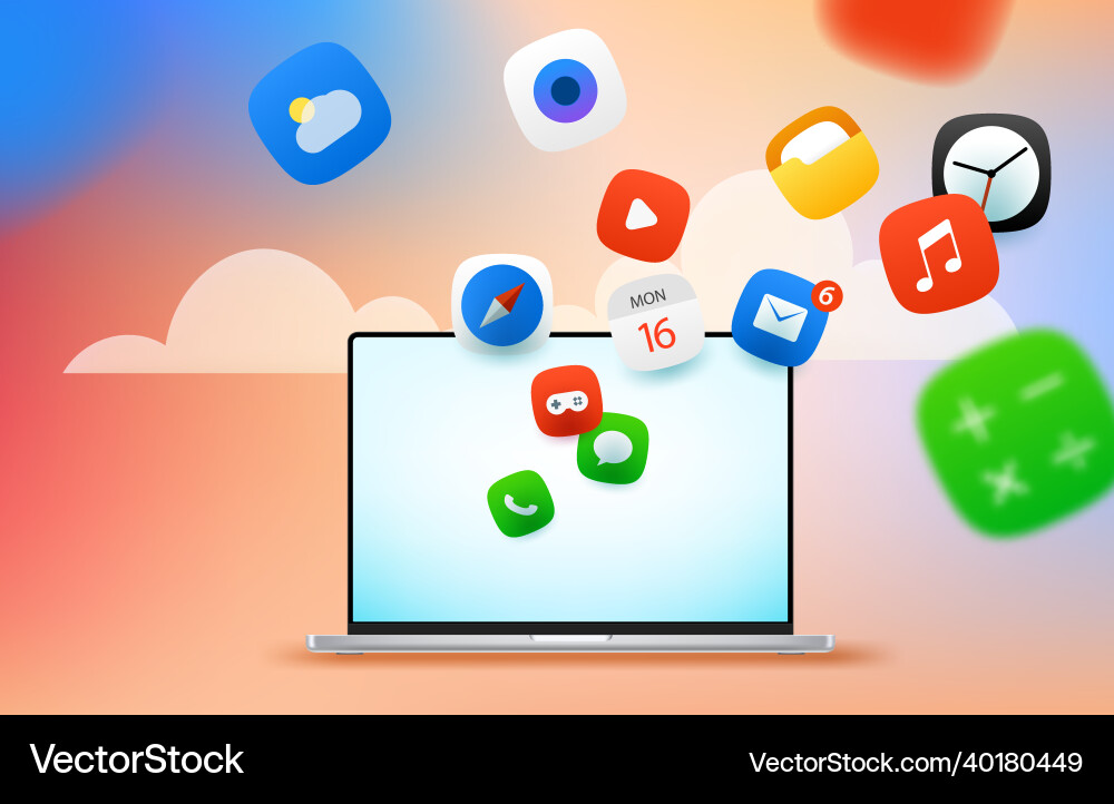 Using internet via laptop concept vector image