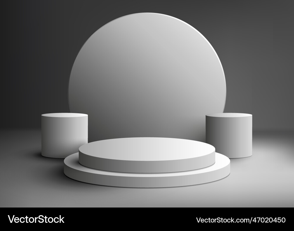 3d realistic empty group of white podium stand vector image