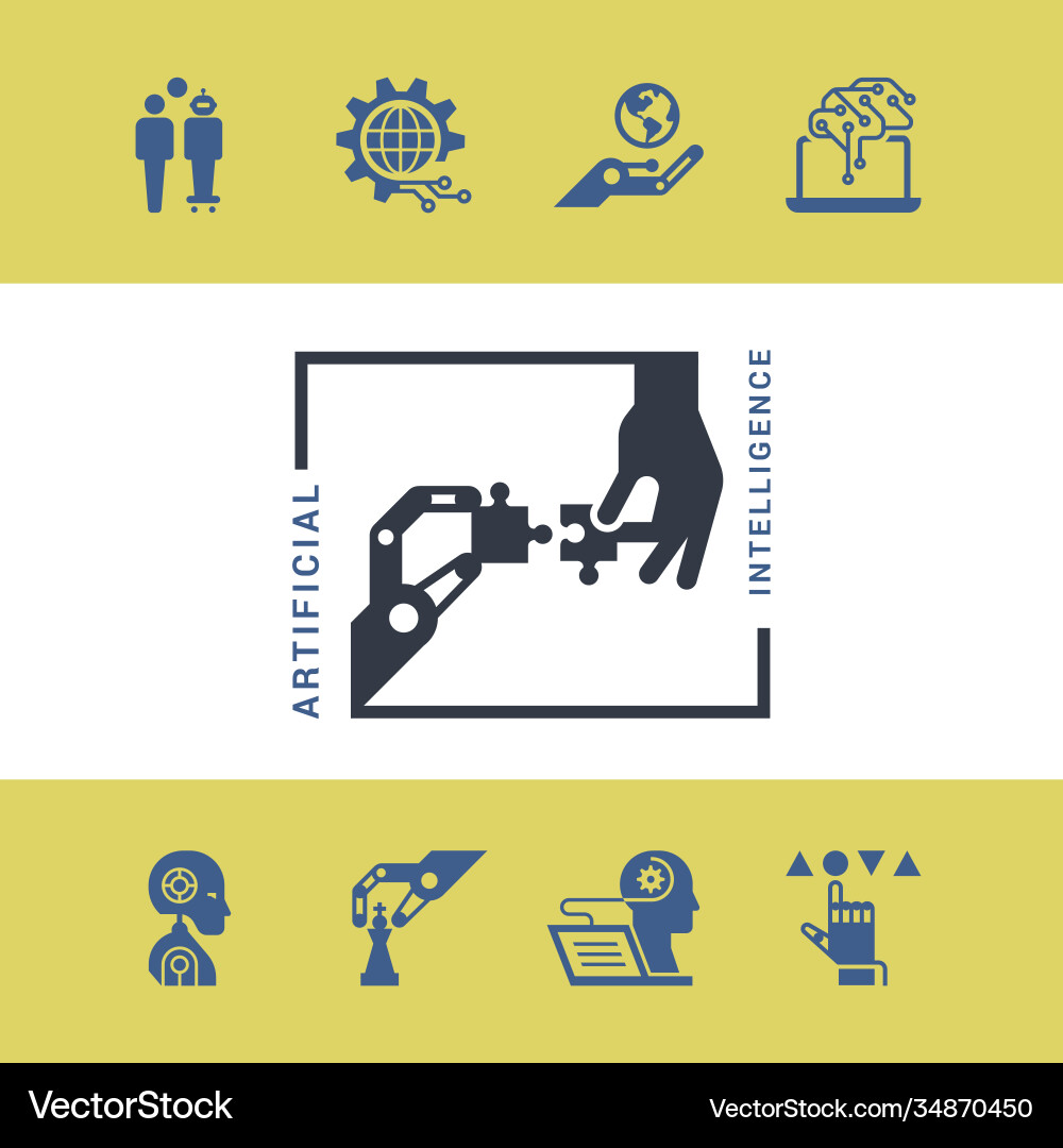 A collection flat robotic icons and artificial A collection flat robotic icons and artificial vector image