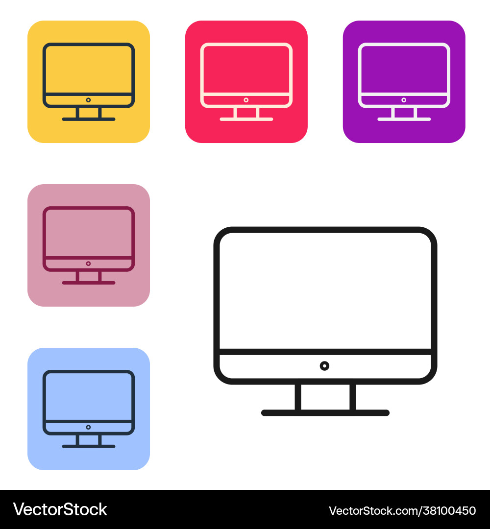 Black line computer monitor screen icon isolated Black line computer monitor screen icon isolated vector image