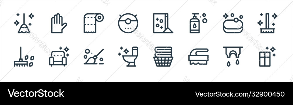 Cleaning line icons linear set quality Cleaning line icons linear set quality vector image