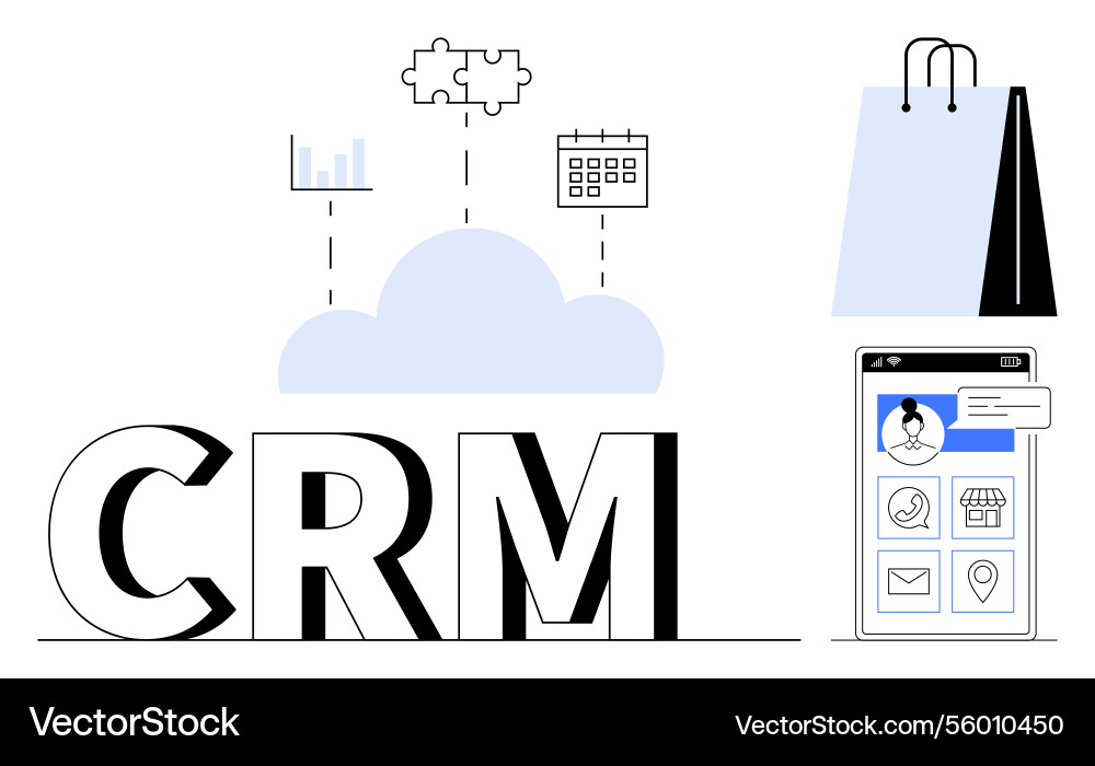 Cloud-based crm integration with shopping Cloud-based crm integration with shopping vector image