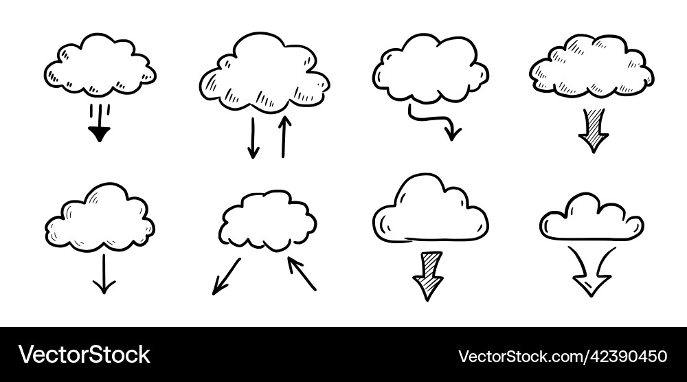 Cloud Data Storage Set vector image