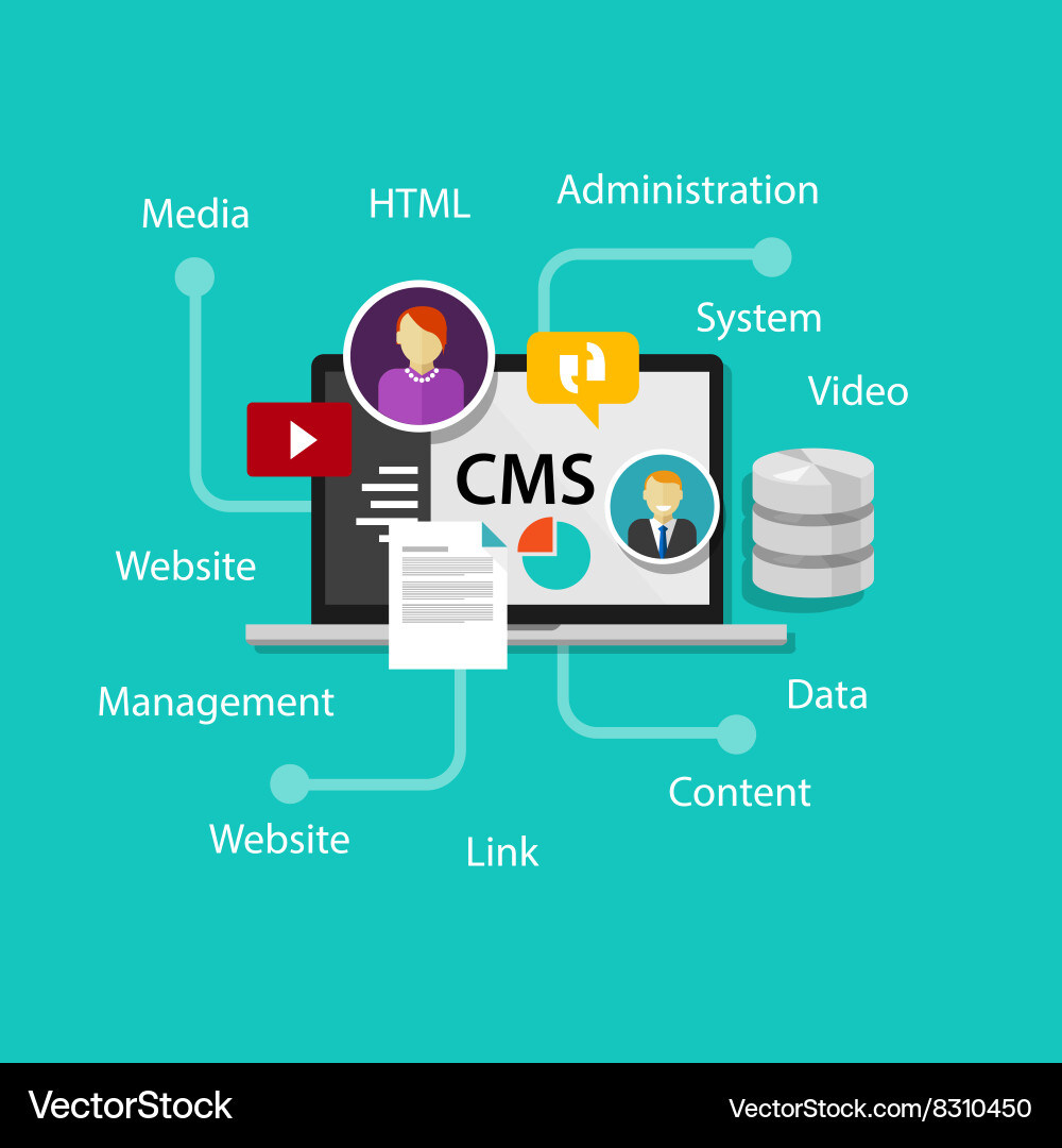 CMS Website Management System Vector Image