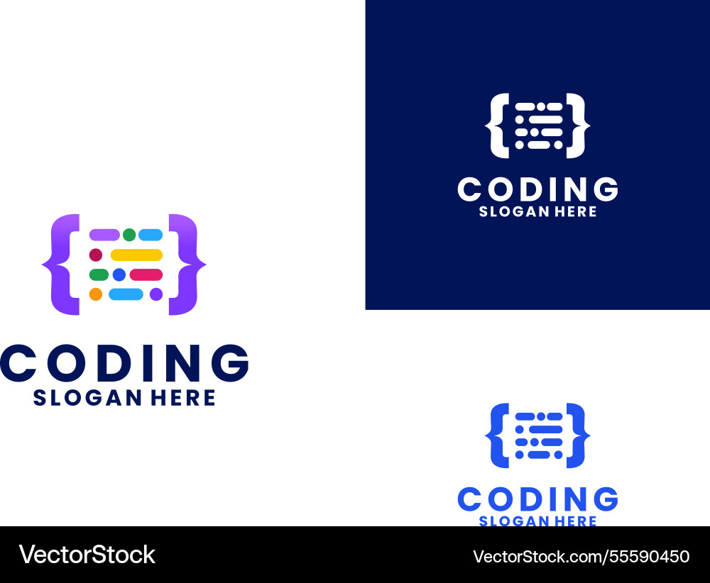 Code colorful logo design coding Code colorful logo design coding vector image