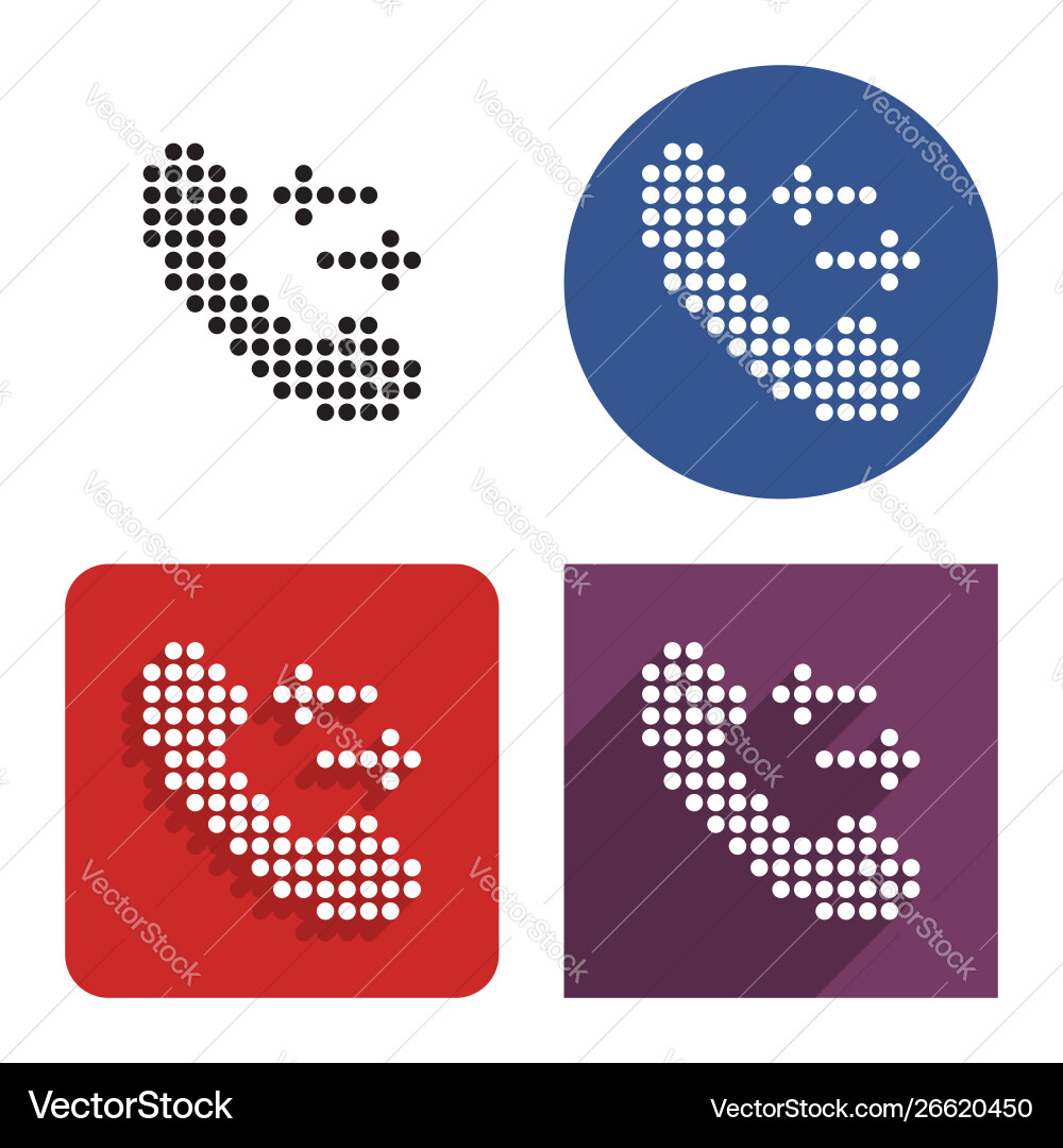 Dotted icon handset with incoming-outgoing Vector Image