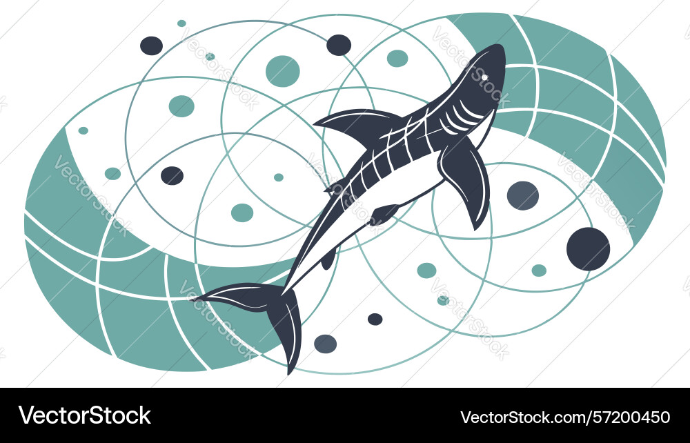 Dynamic shark in abstract ocean pattern design Vector Image