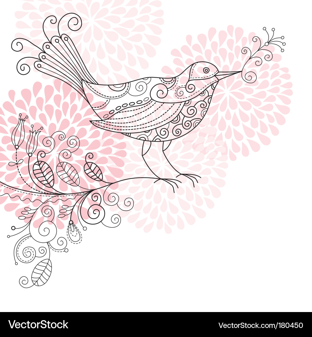 Floral Bird Background Vector Image