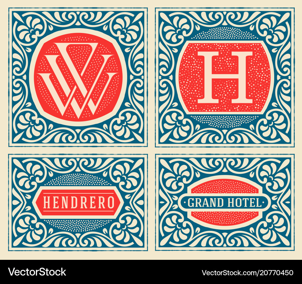 Floral Vintage Ornaments Set vector image