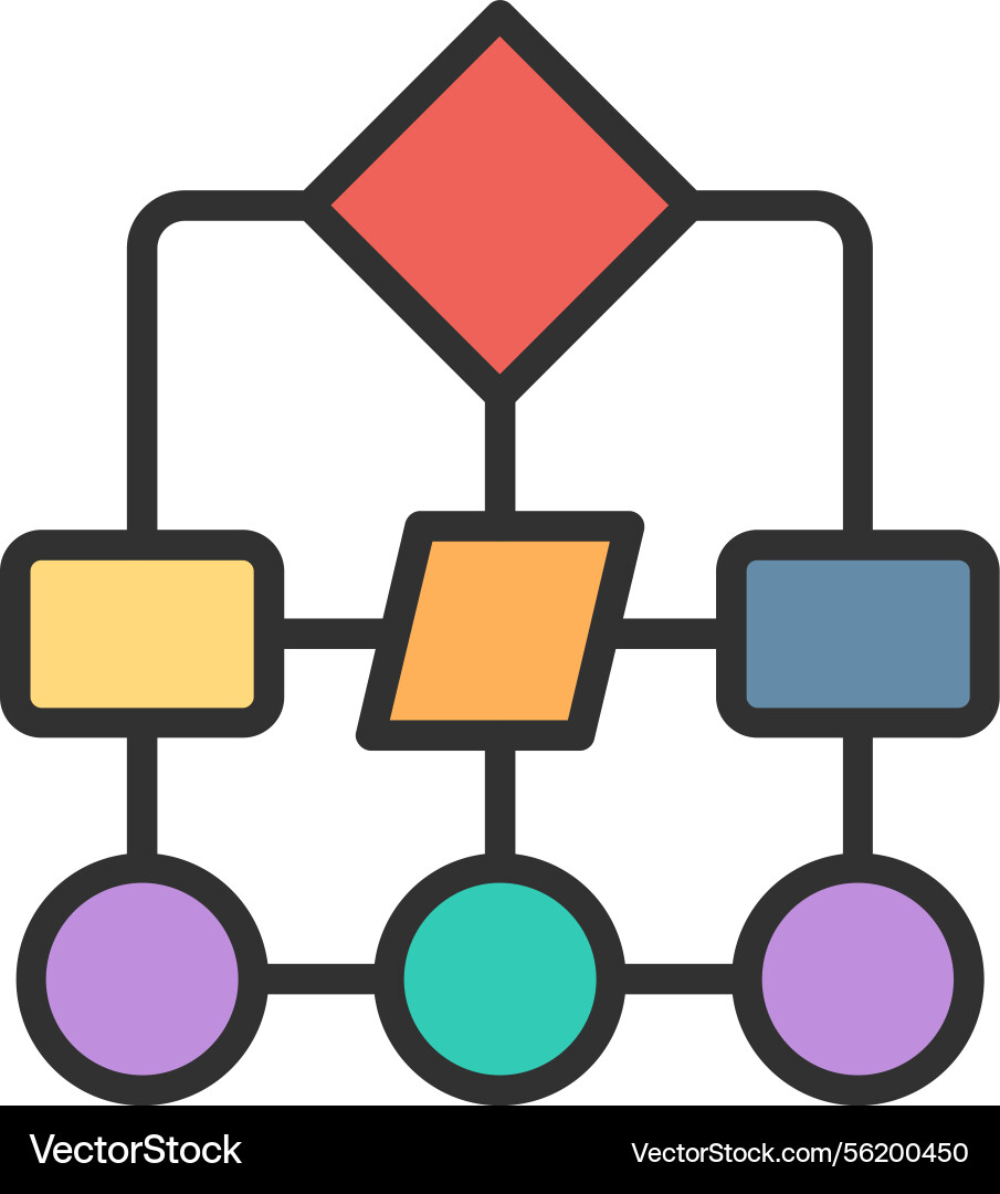 Hierarchical structure outline filled icon Vector Image
