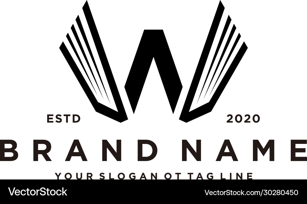 Letter w and book logo design Royalty Free Vector Image