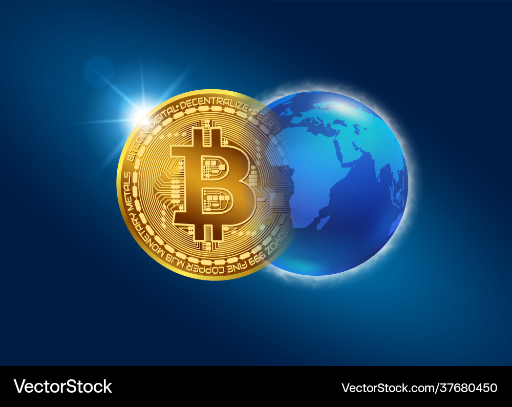 New world currency bitcoin – Royalty-Free Vector | VectorStock