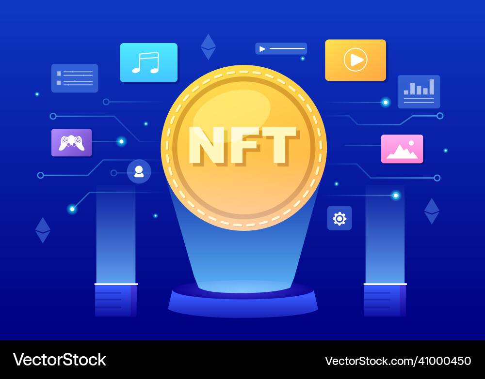 Nft non fungible token crypto art of converting Nft non fungible token crypto art of converting vector image