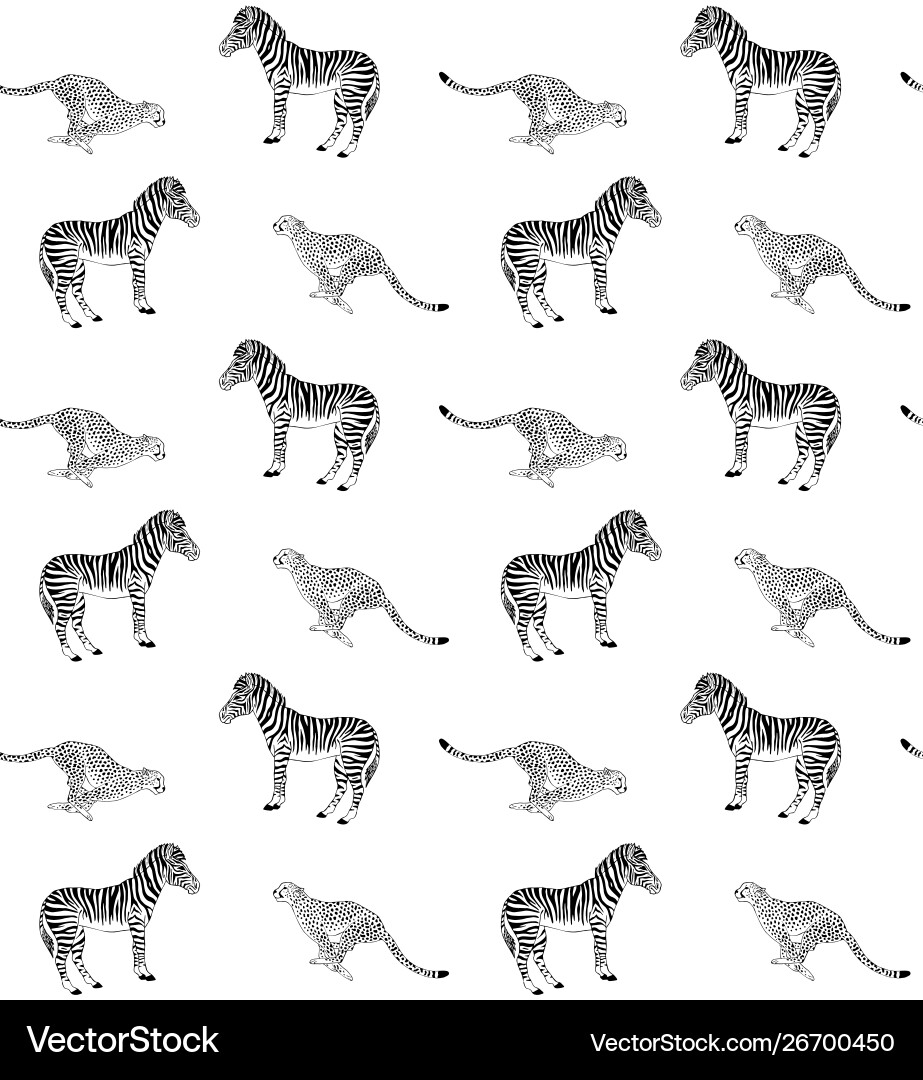 Seamless pattern sketch giraffe and zebra vector image