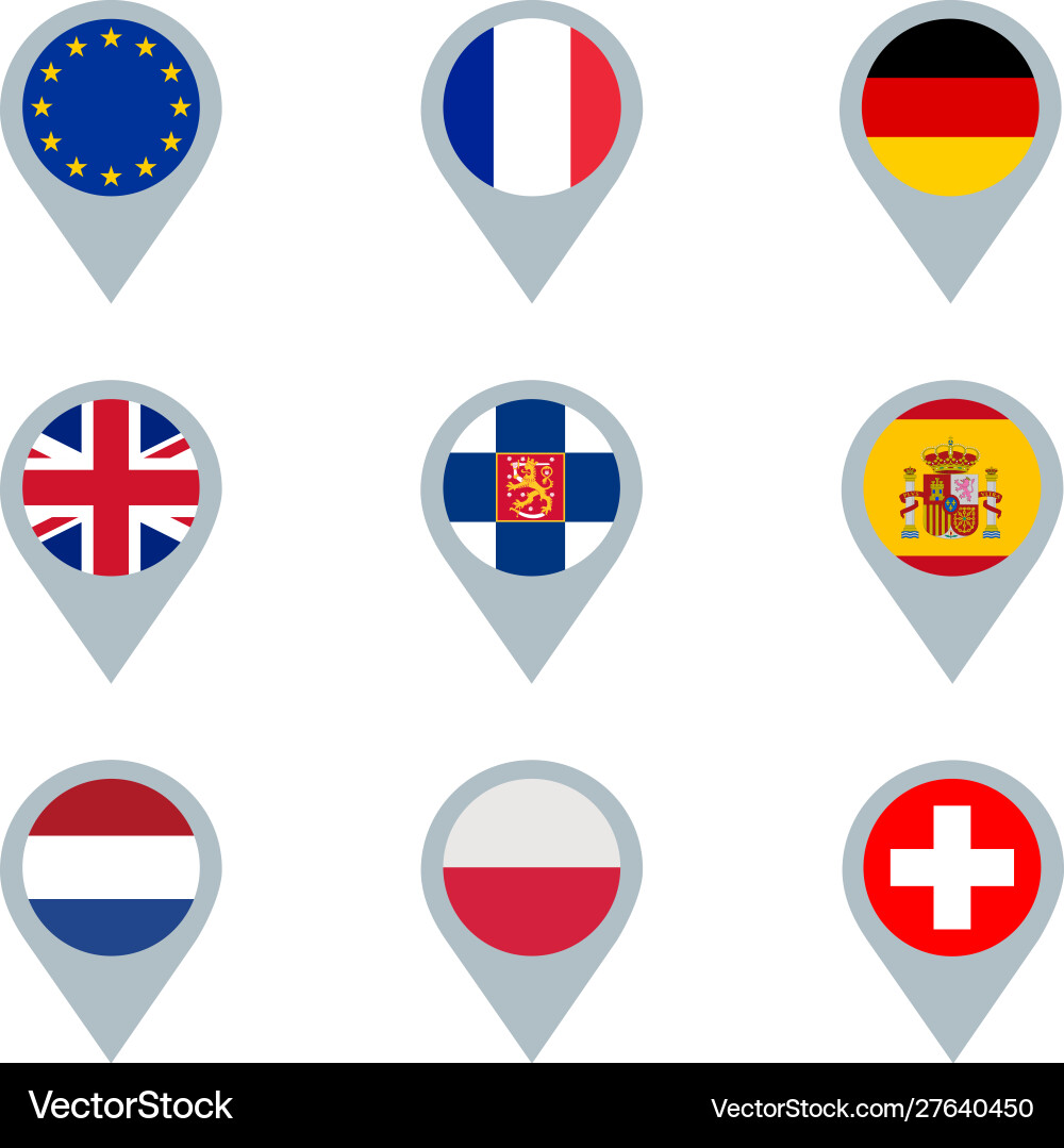 Set map markers with flags vector image