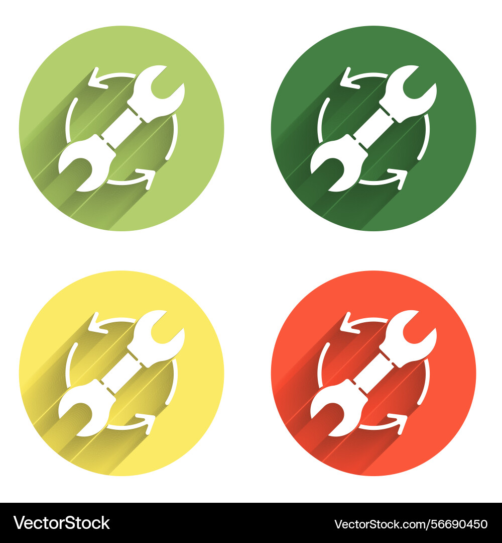 Set wrench spanner and arrows as workflow icon Set wrench spanner and arrows as workflow icon vector image