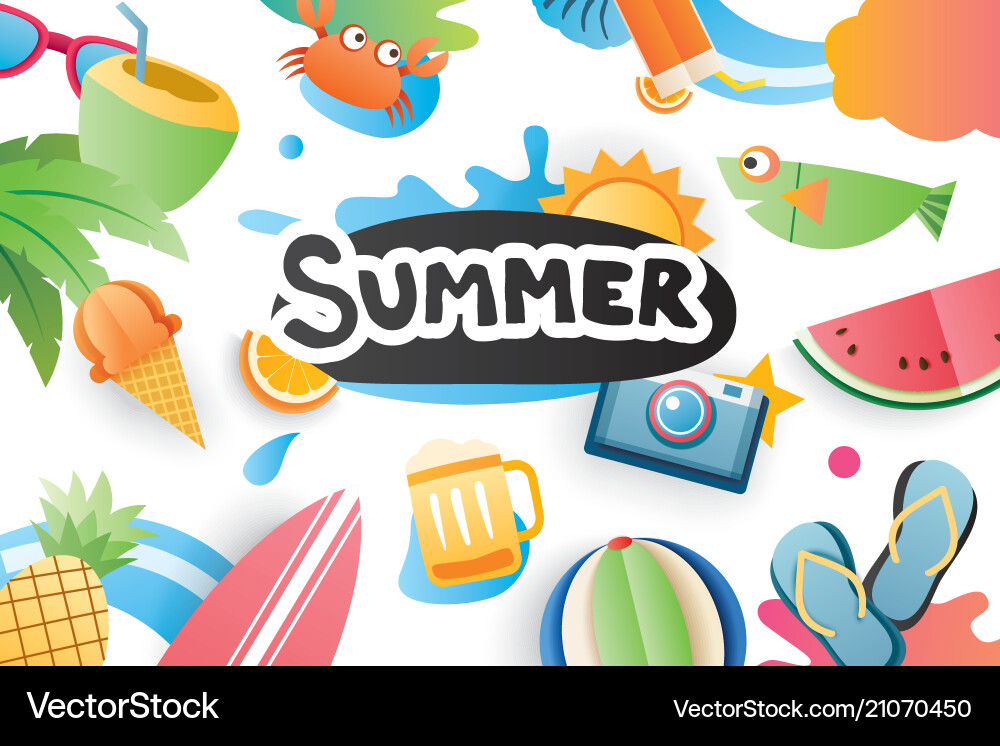 Summer cute symbol icon elements for beach party Summer cute symbol icon elements for beach party vector image