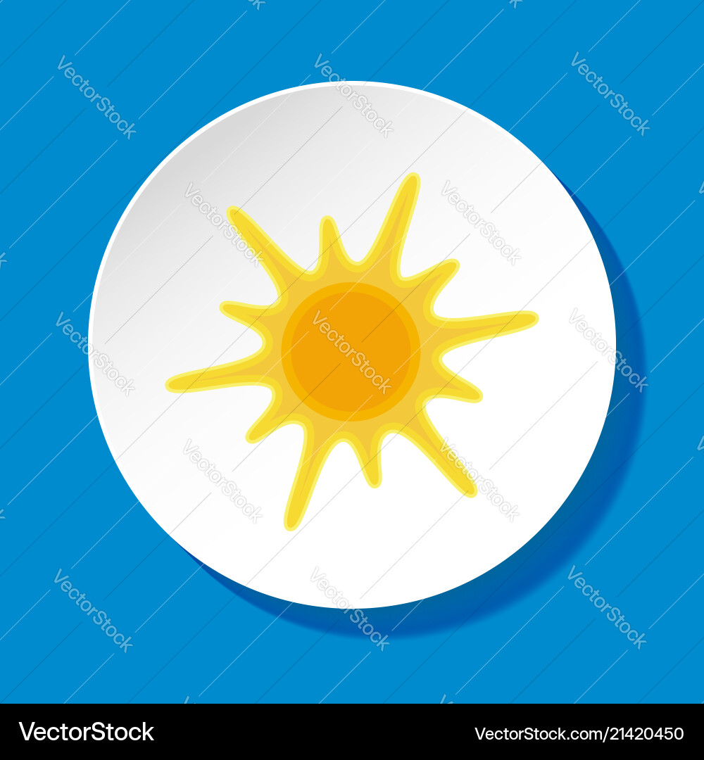 Sun icon in flat style on round button vector image